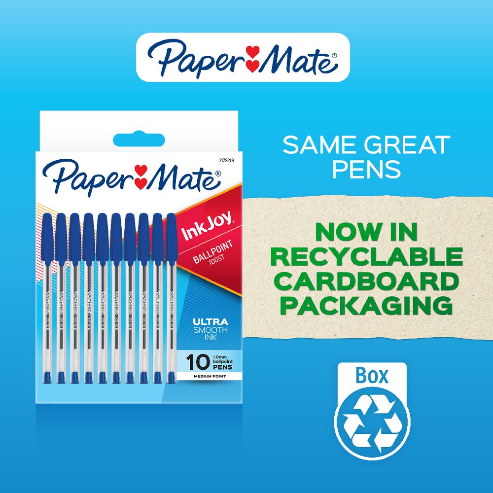 PEN PAPERMATE INKJOY 100 1.0MM MED BLUE PK10