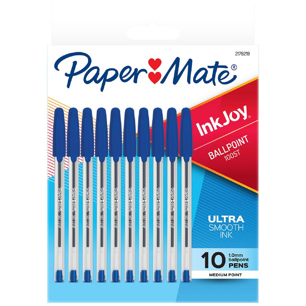 PEN PAPERMATE INKJOY 100 1.0MM MED BLUE PK10